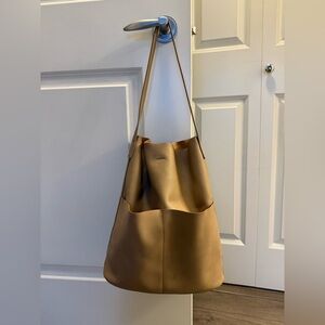 Oak + Fort Minimal Slouchy Tote | Tan Vegan Leather City Bag Shoulder Bag